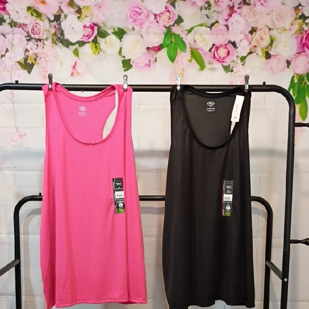 Women's Pink and Black Tank Tops
